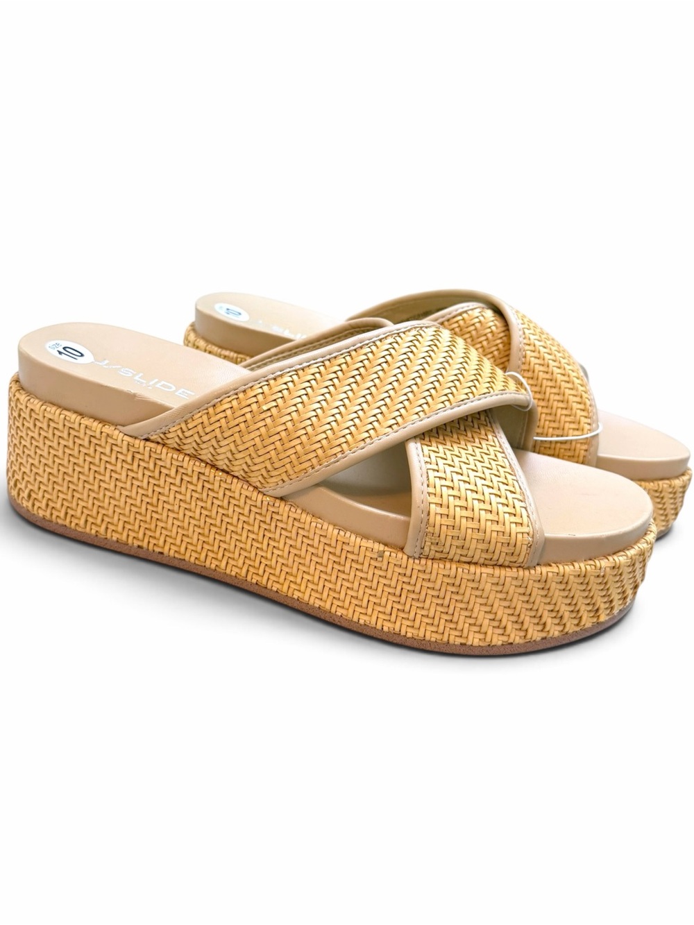 J/Slides Woven Slide Vegan Wedge Platform Sandals NWT Size 10